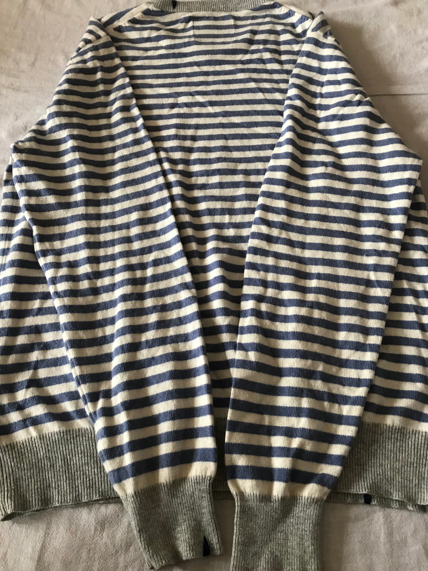 SUN 68 CROWN NECK MEN'S PULLOWER SWEATR LARGE SIZE STRIPED COTTON CASHMERE BLEND