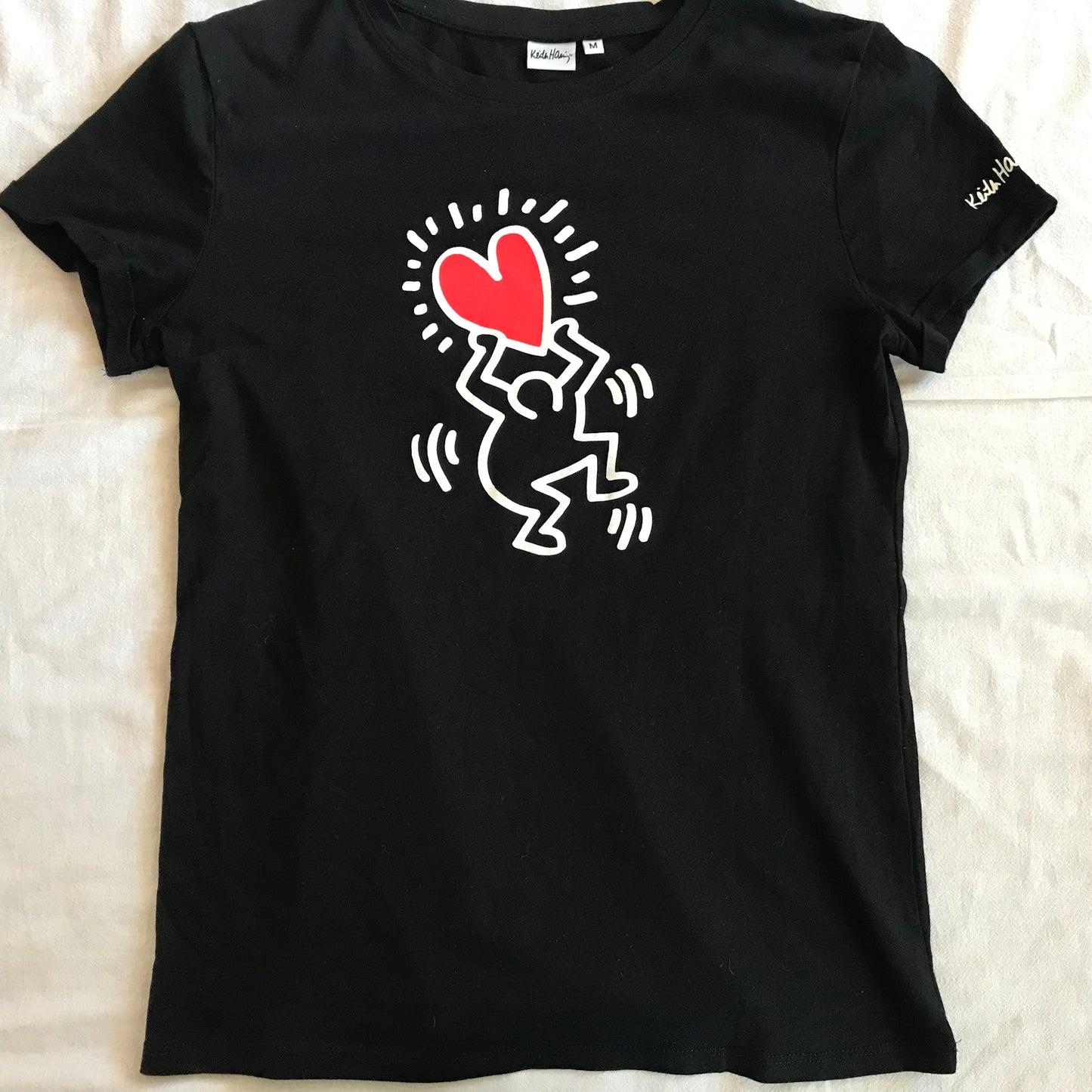 KEITH HARING WOMEN'S PRINTED BLACK T-SHIRT SLIM MEDIUM SMALL SIZE - ARTS T-SHIRTS