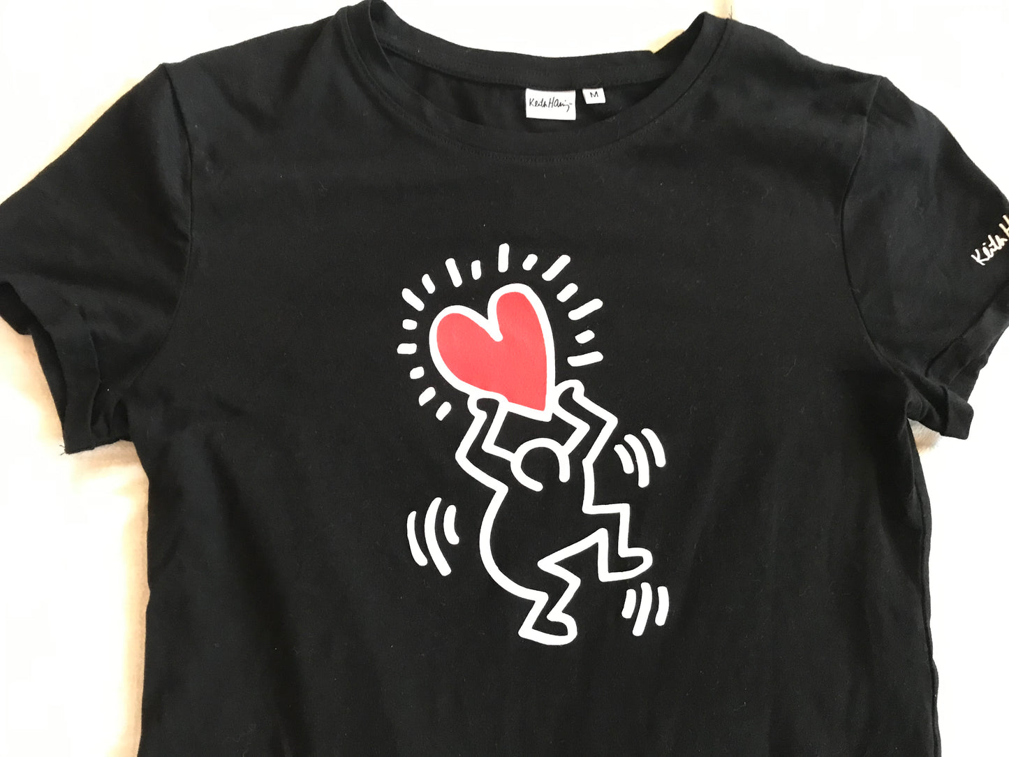 KEITH HARING WOMEN'S PRINTED BLACK T-SHIRT SLIM MEDIUM SMALL SIZE - ARTS T-SHIRTS