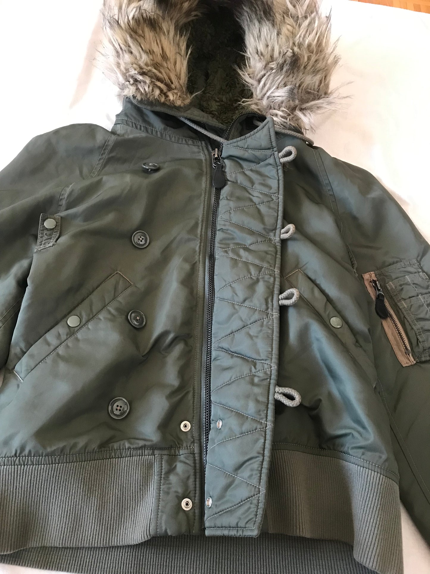 RALPH LAUREN DENIM AND SUPPLY MEN'S OR UNISEX OLIVE GREEN HOODED BOMBER  JACKET WINTER SIZE SMALL US