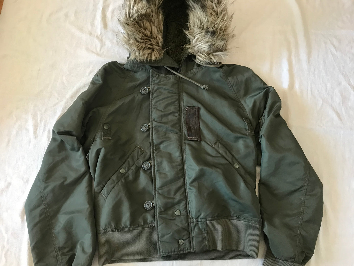 RALPH LAUREN DENIM AND SUPPLY MEN'S OR UNISEX OLIVE GREEN HOODED BOMBER  JACKET WINTER SIZE SMALL US