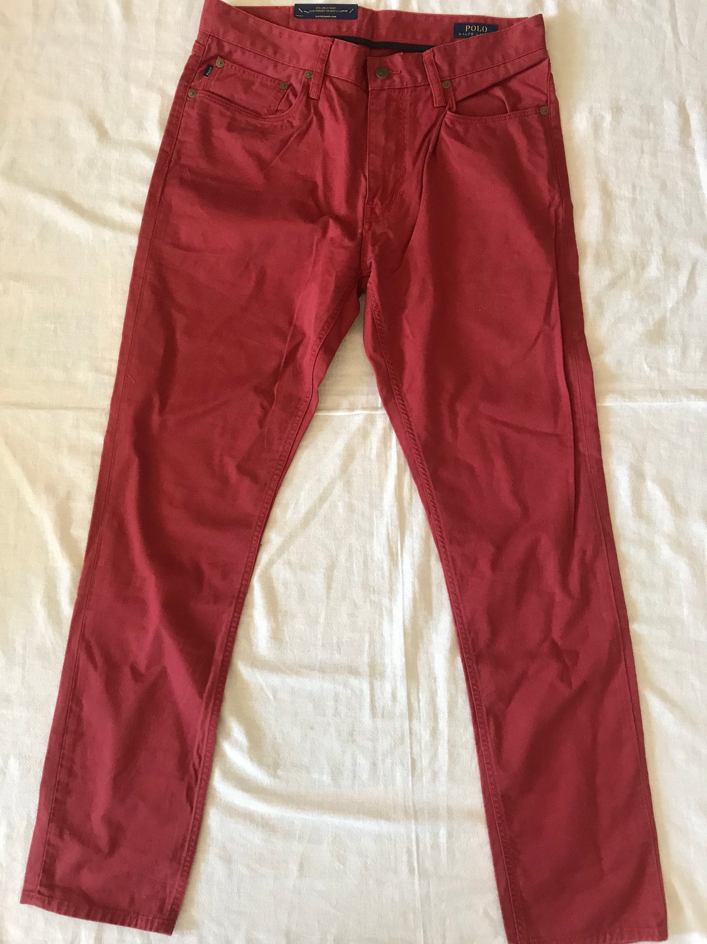 POLO RALPH LAUREN ROSE RED MEN'S PANTS STRETCH SLIM FIT SIZE 32x32