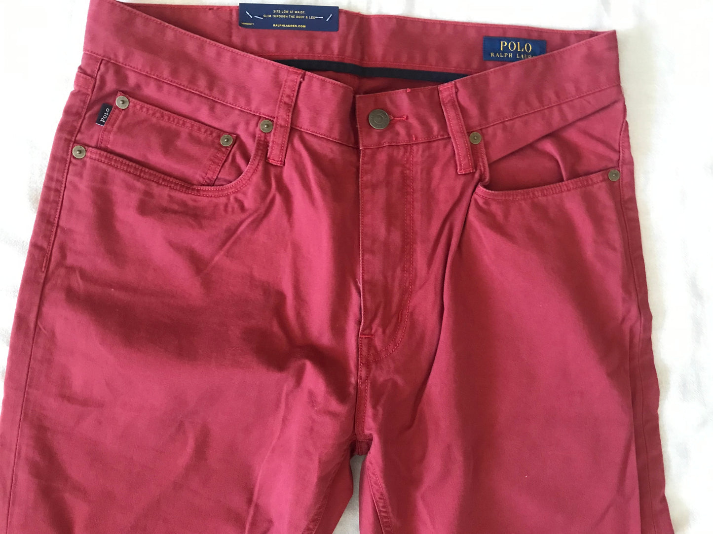 POLO RALPH LAUREN ROSE RED MEN'S PANTS STRETCH SLIM FIT SIZE 32x32