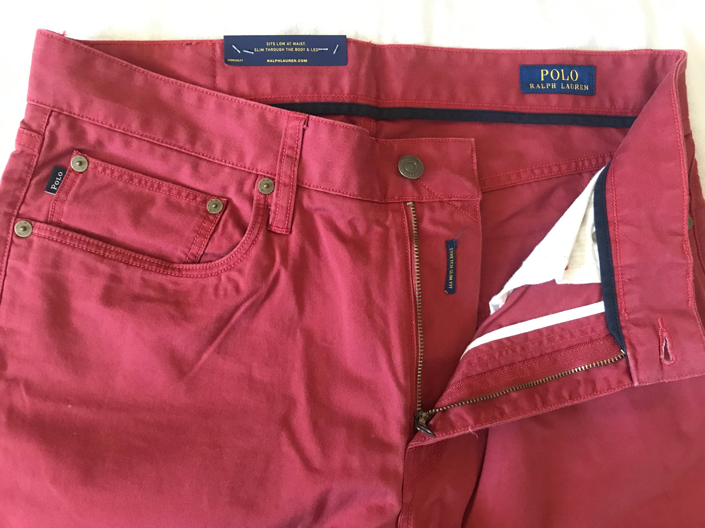 POLO RALPH LAUREN ROSE RED MEN'S PANTS STRETCH SLIM FIT SIZE 32x32