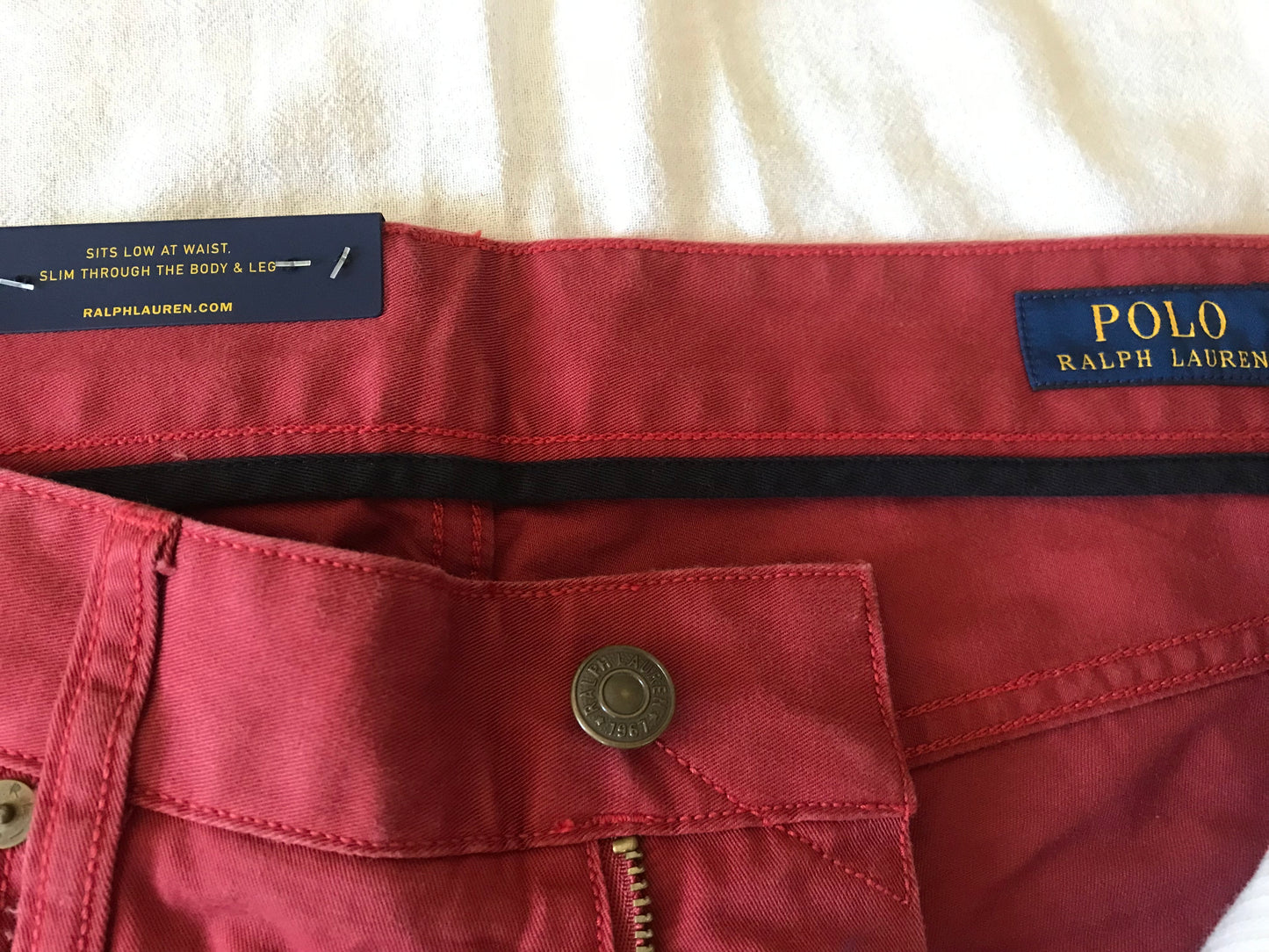 POLO RALPH LAUREN ROSE RED MEN'S PANTS STRETCH SLIM FIT SIZE 32x32