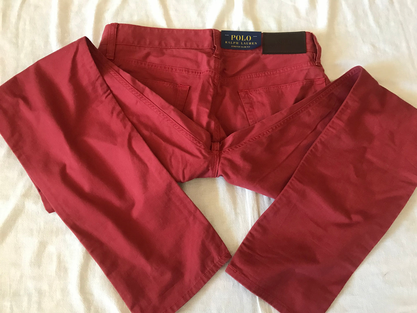 POLO RALPH LAUREN ROSE RED MEN'S PANTS STRETCH SLIM FIT SIZE 32x32